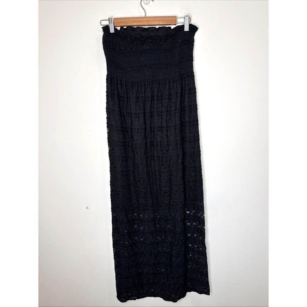 Whimsigoth Dark Fairy Cottagecore Lace Strapless Maxi Dress Smock Vamp Witchy L - Picture 3 of 6